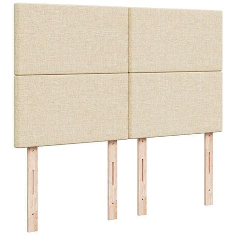 Struttura Letto Pouf con Materasso Crema 140x190 cm in Tessuto - Foto 9