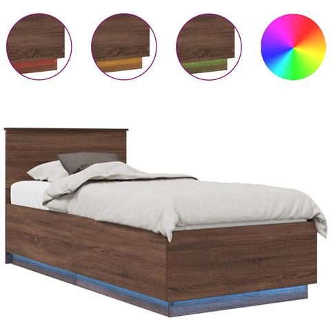 Struttura del letto con testiera Rovere Marrone 100 x 200 cm - Foto 1