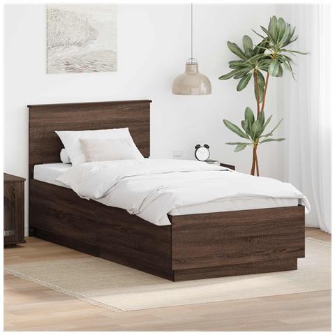 Struttura del letto con testiera Rovere Marrone 100 x 200 cm - Foto 2