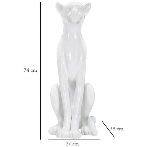 Scultura Leopardo Seduto In Resina Bianca Lucida 74 Cm - Foto 8