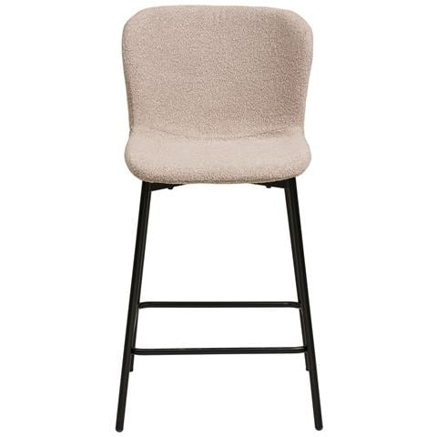 Set 2 Sgabelli Counter Maceda In Bouclé Beige Con Gambe Nere 47x55x95 Cm - Foto 2