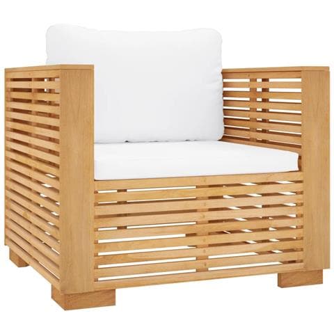 Divano da Giardino con Cuscini Crema in Legno Massello di Teak - Foto 1