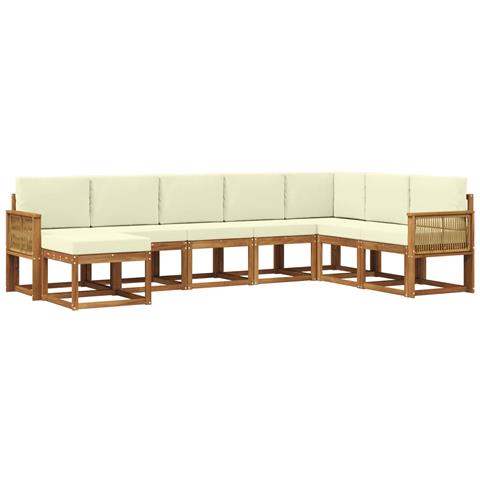 Set di divani da esterno con cuscino 8 pcs Naturale e Crema - Foto 1