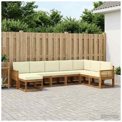 Set di divani da esterno con cuscino 8 pcs Naturale e Crema - Foto 2