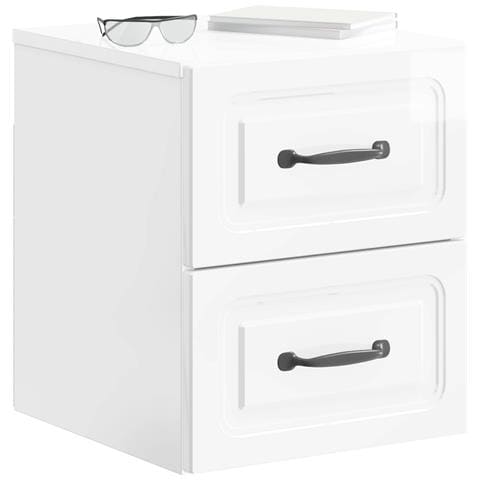 Mobiletto da notte a muro Bianco Lucido 34,5 x 33 x 40 cm - Foto 2