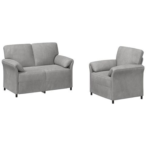 Set di divani 2 pz Grigio Chiaro Velluto - Foto 1