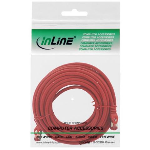 cavo patch per rete dati lan cat. 6, 2x rj45, doppia schermatura sftp (pimf) , halogenfree, colore rosso, 0,3m - Foto 2
