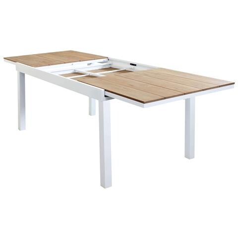 Set Tavolo Giardino Allungabile Rettangolare 160/240 X 90 Con 10 Poltrone In Alluminio Bianco E Polywood Da Esterno - Foto 2