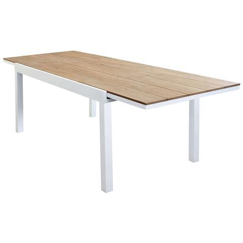 Set Tavolo Giardino Allungabile Rettangolare 160/240 X 90 Con 10 Poltrone In Alluminio Bianco E Polywood Da Esterno - Foto 4