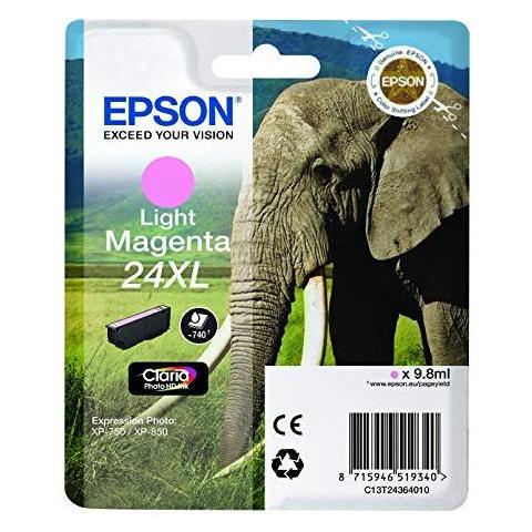 Originale Epson T2436 Light Magenta C13t24364012 Per Epson Xp750 Xp850 Xp860 Xp950 Xp55 24xl C13t24364010 740 Pagine 9.8ml - Foto 1