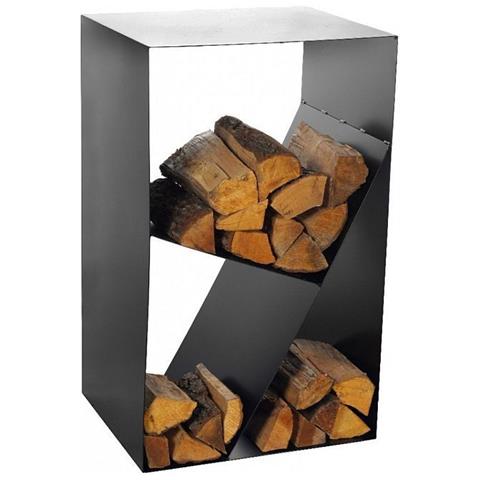 Portalegna In Acciaio 45x30x80cm Scaffale Con Mensole Per Stufe Caminetti - Foto 1