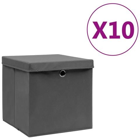 Contenitori con Coperchi 10 pz 28x28x28 cm Grigio - Foto 1