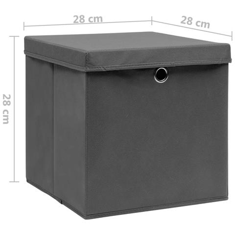 Contenitori con Coperchi 10 pz 28x28x28 cm Grigio - Foto 2