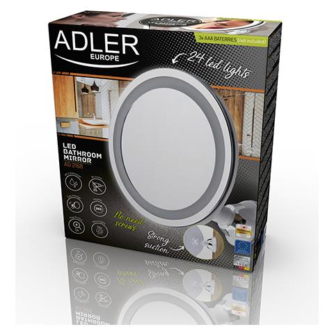 Ad2168 Specchio Da Trucco Con Luce Led 2 Intensità, Ingrandimento 5x, Rotazione A 360° Argento - Foto 5