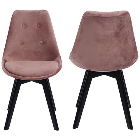 Set Di 4 Sedie In Velluto Rosa Nora Con Cuscino - Foto 10