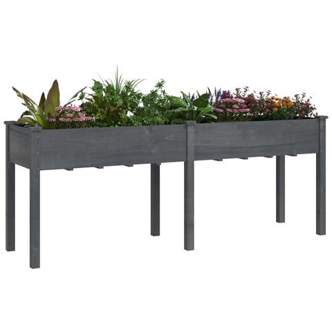 Fioriera Con Fodera Grigia 203x53x76cm Legno Massello Di Abete - Foto 2