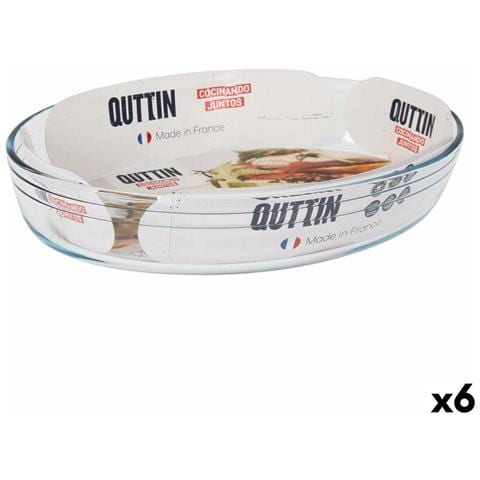 Pirofila Da Forno Quttin Trasparente 3,4 L Vetro Ovale 35,1 X 24,1 X 6,5 Cm (6 Unità) - Foto 1