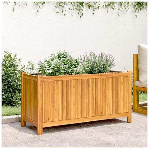 Fioriera Giardino Con Rivestimento 99,5x38x50cm Massello Acacia - Foto 3
