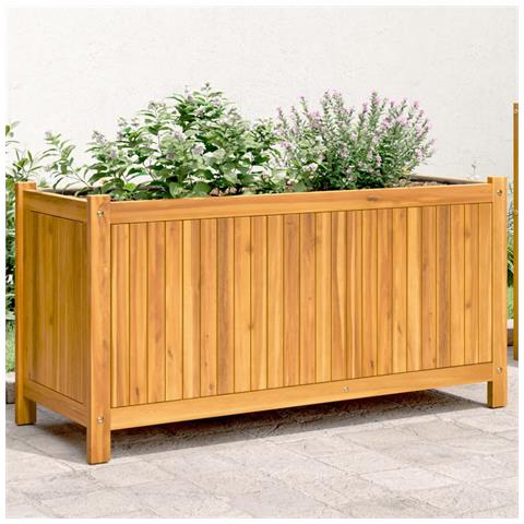 Fioriera Giardino Con Rivestimento 99,5x38x50cm Massello Acacia - Foto 1