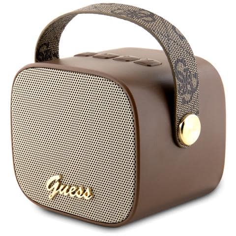 Speaker Bluetooth 5.3 Compatto 5w Con Tracolla In Pelle Stampa 4g, Marrone - Foto 2