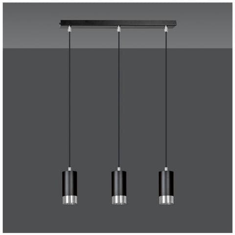Lampada A Sospensione Fumiko - Nero, Cromo - Acciaio Verniciato A Polvere - 45x100x6 Cm - Foto 2