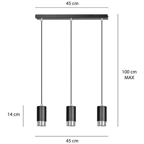 Lampada A Sospensione Fumiko - Nero, Cromo - Acciaio Verniciato A Polvere - 45x100x6 Cm - Foto 8