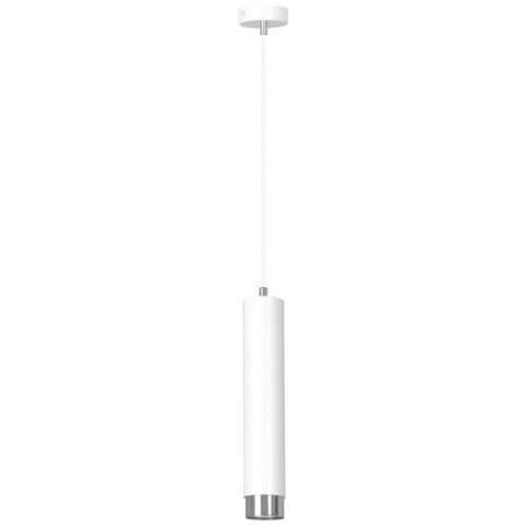 Lampada A Sospensione Kibo - Bianco, Cromo - Acciaio Verniciato A Polvere - 8x100x8 Cm - Foto 1