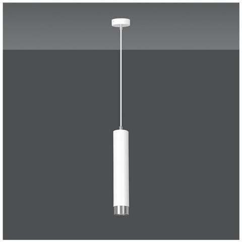 Lampada A Sospensione Kibo - Bianco, Cromo - Acciaio Verniciato A Polvere - 8x100x8 Cm - Foto 2