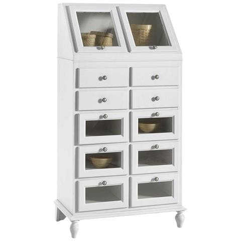 Dispensa Vetrina In Legno Arte Povera Bianco Sporco L. 80 P. 42 H. 153 - Foto 1