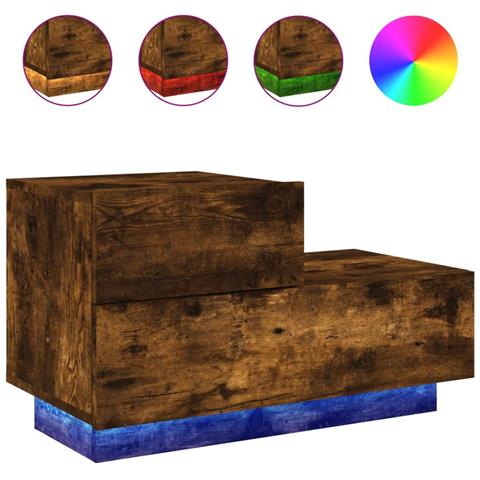 Comodino Con Luci Led Rovere Fumo 70x36x40,5 Cm - Foto 2