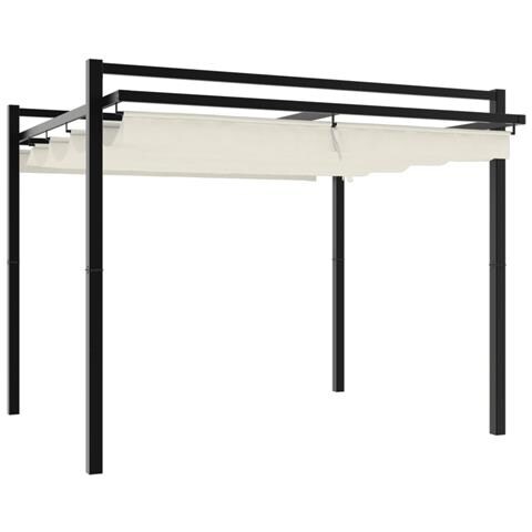 Gazebo Da Giardino Con Tetto Retrattile Crema 3x3m In Alluminio - Foto 1