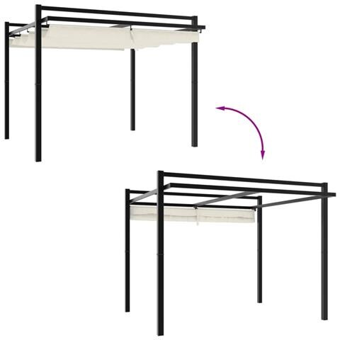 Gazebo Da Giardino Con Tetto Retrattile Crema 3x3m In Alluminio - Foto 2