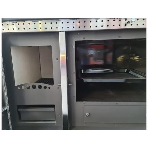 Stufa Cucina Riscaldamento A Legna Piano Cottura In Ghisa Con Forno Struttura In Acciaio Exclusive Inox - Foto 8