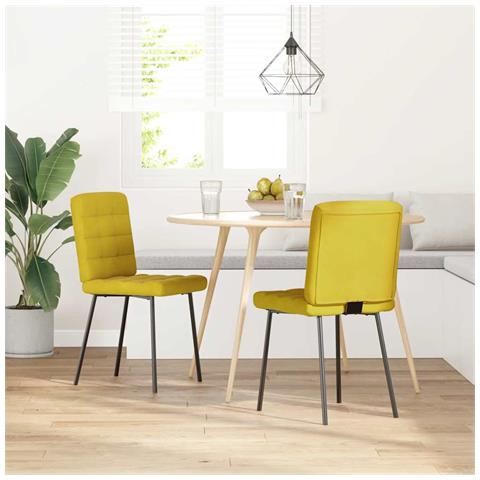 Sedie Da Pranzo 2 Pz Gialle In Velluto - Foto 2