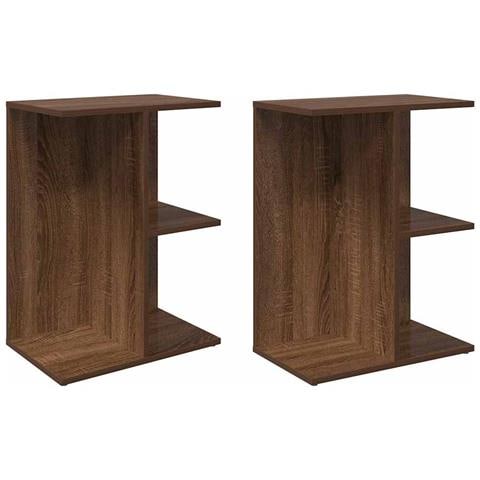 Comodini 2 Pz Rovere Marrone 46,5x29x61 Cm In Legno Multistrato - Foto 2