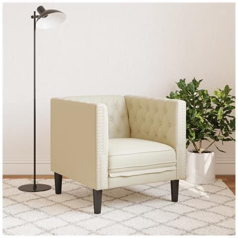 Poltrona Chesterfield Crema In Ecopelle - Foto 3