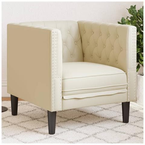 Poltrona Chesterfield Crema In Ecopelle - Foto 1