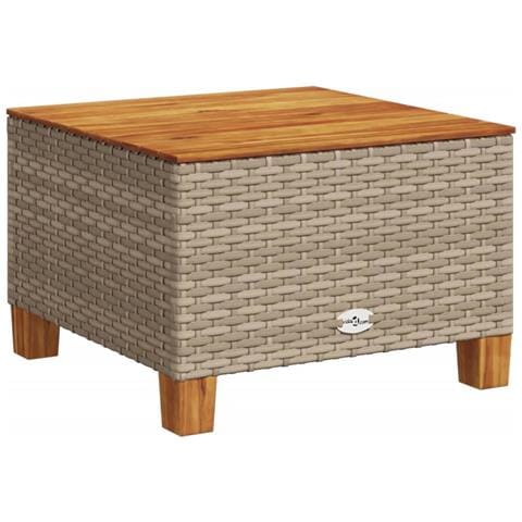 Tavolo Da Giardino Beige 55x55x36 Cm Polyrattan E Legno Acacia - Foto 2
