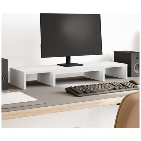 Supporto Monitor Regolabile Bianco 80x24x10,5 Cm In Truciolato - Foto 1