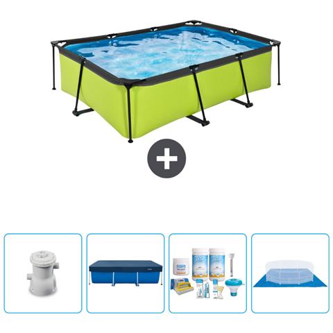 Piscina Fuori Terra - Rettangolo - 220x150x65 Cm - Groen - Include Accessori Coordinati Cb1 - Foto 1