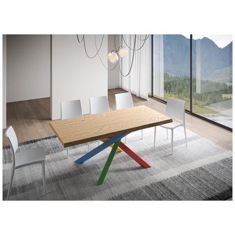 Tavolo Fisso 90x180 Cm Versalux Scortecciato Rovere Gambe 4/b - Foto 5
