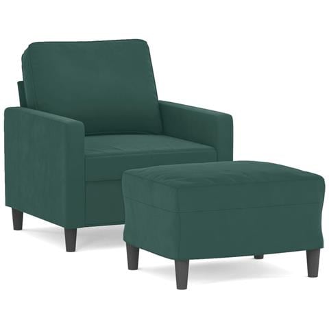 Lusso Casadino -  Poltroncina Con Poggiapiedi Verde Scuro 60 Cm In Velluto - Foto 1