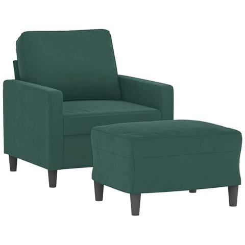 Lusso Casadino -  Poltroncina Con Poggiapiedi Verde Scuro 60 Cm In Velluto - Foto 2
