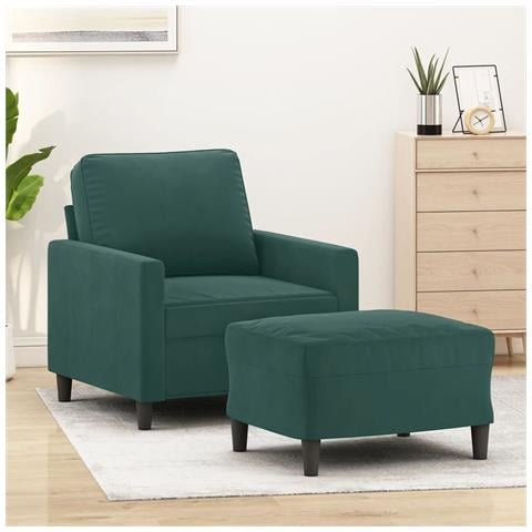 Lusso Casadino -  Poltroncina Con Poggiapiedi Verde Scuro 60 Cm In Velluto - Foto 7