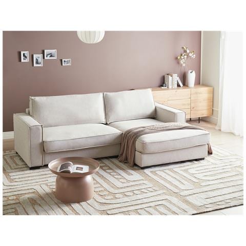 Divano Angolare Renders Tessuto Beige Chiaro Lato Sinistro - Foto 1