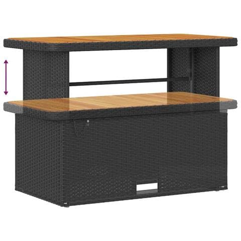 Set da Giardino di 14 Pezzi con Cuscini Nero Polyrattan Acacia,  Divano da Giardino a 2 Posti con Ripostiglio e Cuscini Nero Polyrattan,  Set da Pranzo da Giardino di 4 Pezzi con Cuscini Nero Polyrattan Acacia - Foto 9