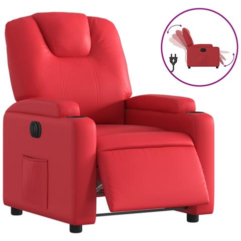 Poltrona Reclinabile Elettrica Rossa in Similpelle - Foto 1