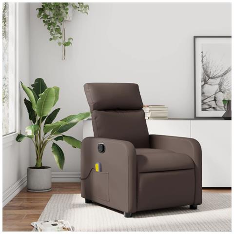 Poltrona Massaggiante Reclinabile marrone in Similpelle - Foto 2