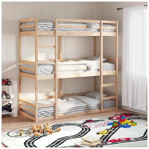 Letto a Castello Triplo 90x200 cm in Legno Massello di Pino - Foto 2