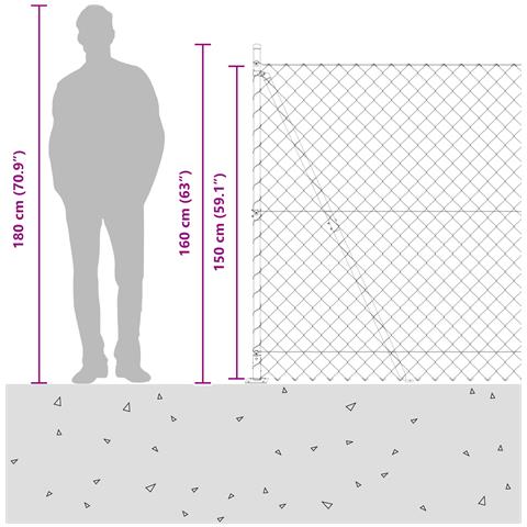 Recinzione metallica con 7 pali flangiati 1,5x10 m in acciaio zincato - Foto 8